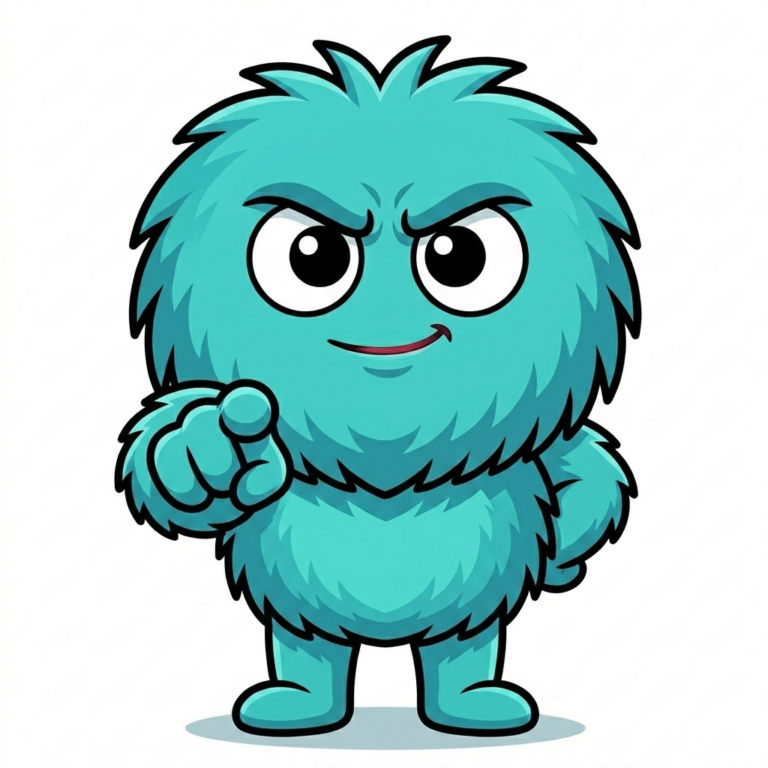 Meep pointing toward the game library